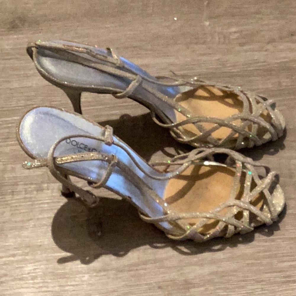 Dolce and Gabbana silver sparkly heel
